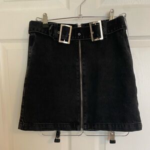 black jean mini skirt